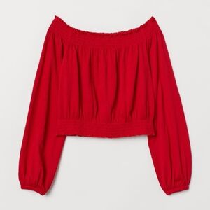H&M Red Off The Shoulder Top